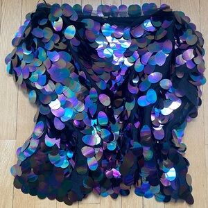Free People Iridescent Oil Slick Pailette Sequin Top